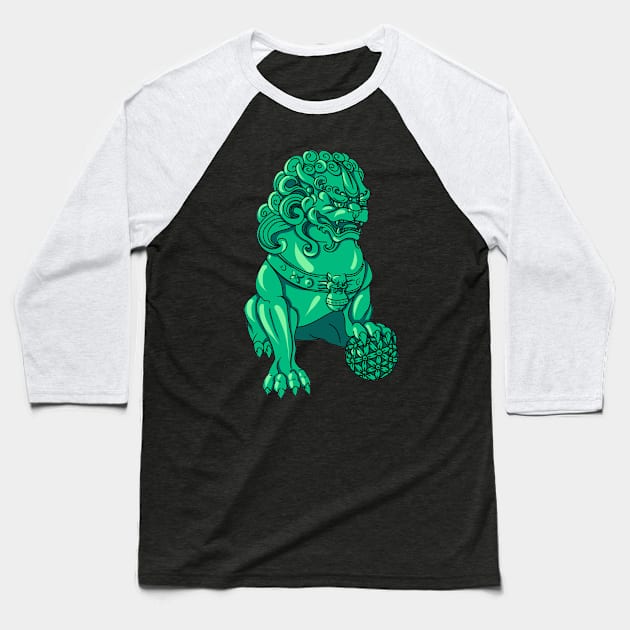 Chinese Guardian Lion - Nephrite Foo Dog Baseball T-Shirt by Lycane